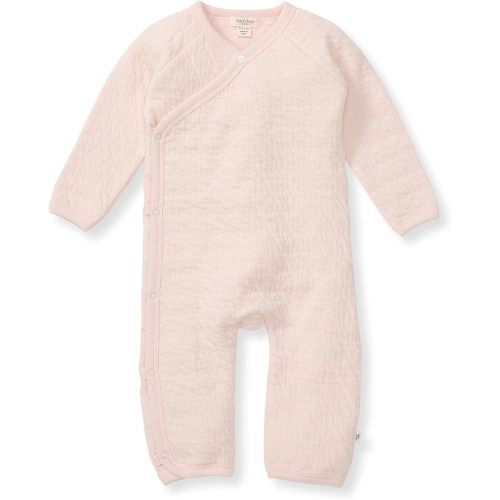 Burt's Bees Baby Long Sleeve Quilted Wrap-Front Jumpsuit, 100% Organic Cotton One-Piece Outfit Coverall