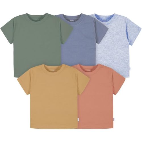Gerber Unisex-Baby Toddler 5-Pack Solid Short Sleeve T-Shirts Jersey 160 GSM