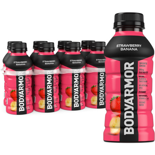 BODYARMOR SuperDrink Strawberry Banana Sports Drink, 12 fl oz bottles, 8 pack