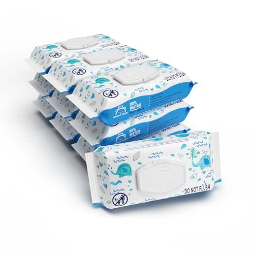 Amazon Brand - Mama Bear 99% Water Baby Wipes, Hypoallergenic, Fragrance Free,720 Count Total (10 Packs of 72 Wipes Each)