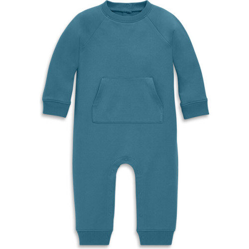 Baby Sweatshirt Romper, Slate Blue - Primary | Maisonette