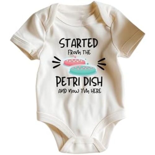 Started From The Petri Dish and Now I'm Here Onesie®, IVF Baby Announcement Bodysuit,Funny Baby Shower Gift