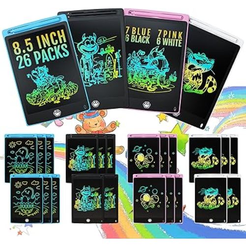 26 Packs LCD Writing Tablet, 8.5INCH Doodle Board for Child, Erasable Kids Drawing Pad, Electronic Drawing Writing Board for Kids Adults Learning & Education, (Blue+Pink+Black+White)