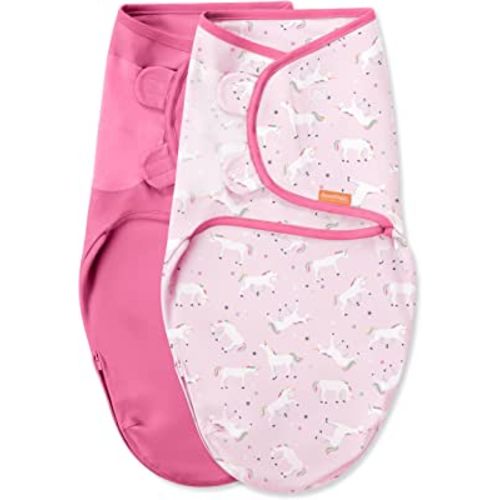 SwaddleMe Easy Change Swaddle – Size Small/Medium, 0-3 Months, 2-Pack (Unicorn Universe)