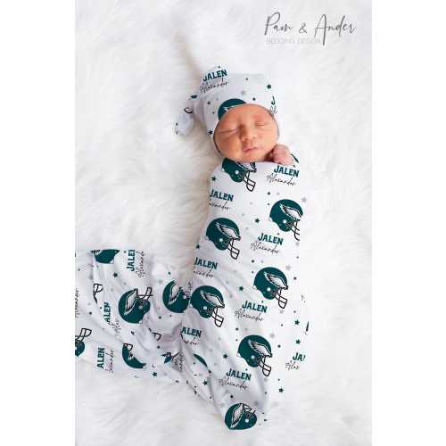 PHILADELPHIA FOOTBALL Baby Swaddle set, Baby Shower Gift, Newborn Gift, Football Baby Swaddle, Personalized Baby Swaddle