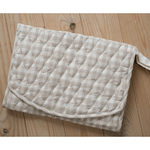 Portable Changing Pad in Beige Gingham | Over The Moon