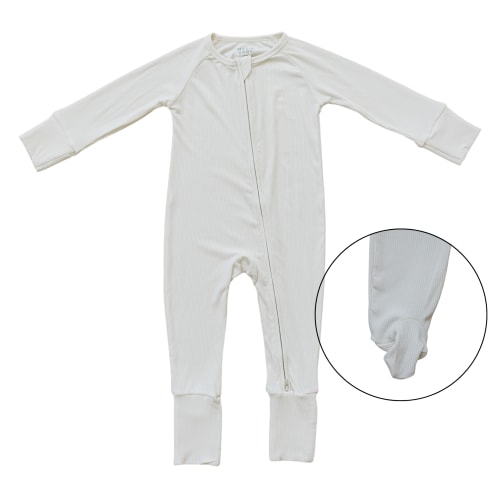 cream ribbed bamboo pajamas // ZIPPY