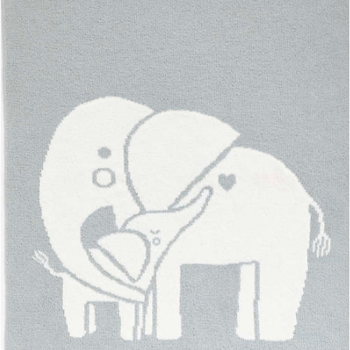 Reversible Sleepy Baby Blue Elephant Chenille Baby Stroller Blanket