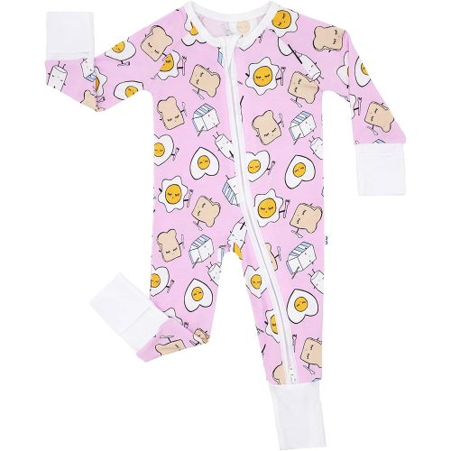 Little Sleepies Pajamas, 2-Way Zipper, Pink Breakfast Buddies, 6-12M