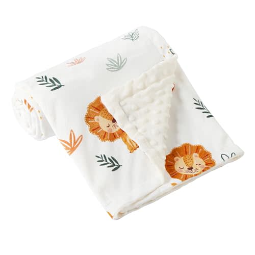 iEvolve Baby Nursery Bed Blankets Ultra Soft Double Layer Mini Blanket Minky Blanket Receiving Blankets Shower Gifts(Lion,45 * 60in)