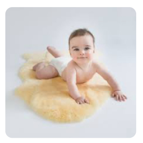 Sheepskin Rug for Babies, 100% Natural, Shorn Lambskin Wool, 2 x 3 Feet, Flax Color