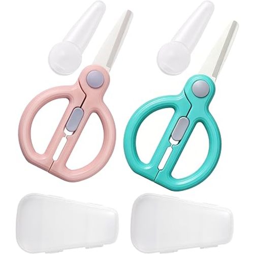 Ceramic Baby Food Scissors Kids with Case, Travel Scissors with Lock (C/D)