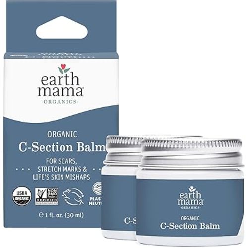 Earth Mama Organic C-Section Balm - 1 oz - Certified Organic by Oregon Tilth Scar Balm for C-Section Recovery (Pack of 2)