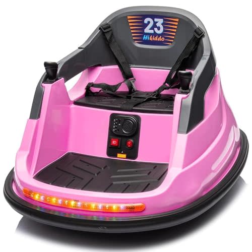Hikiddo 12V Kids Bumper Car, Electric Baby Bumper Car for Toddlers with Remote Control, 3 Speeds - Light Pink