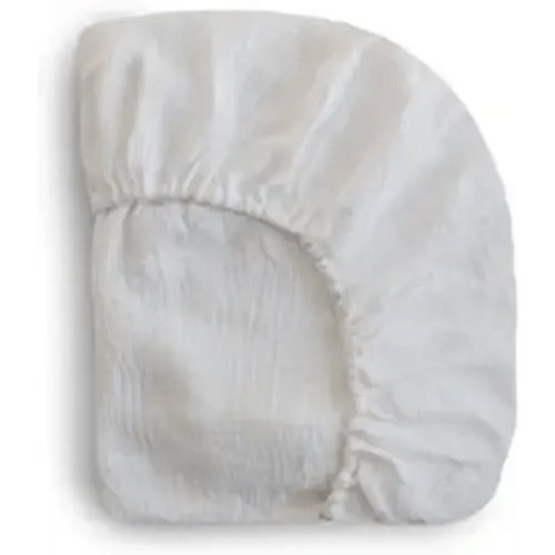 mushie Extra Soft Muslin Fitted Crib Sheet | 28"x 52" (White)