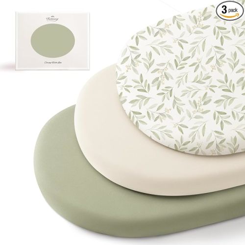 Konssy 3 Pack Stretchy Bassinet Sheets for Baby Girls and Boys, 32"x16"