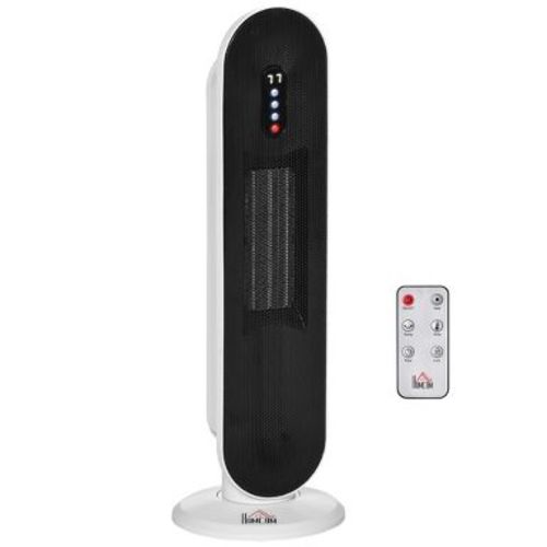 HOMCOM Ceramic Space Heater, Tower Heater with 45 Degree Oscillation, Remote Control, 24H Timer, Tip-Over and Overheating Protection, 1500W/1000W