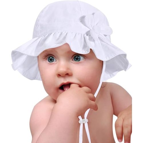 Baby Girl Wide Brim Bucket Hats with UPF 50+ Outdoor Adjustable Beach Hat with Sun Hat