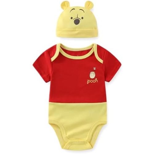 Disney Winnie the Pooh Baby Boys Bodysuit with Hat Cap 2 Piece Set for Newborn and Infant