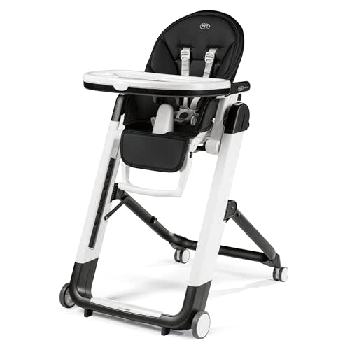 PEG Siesta, Grow With Baby Folding High Chair & Recliner, Licorice | Height Adjustable, Quick Clean & Easy Push Wheels For Babies & Toddlers, Made in Italy