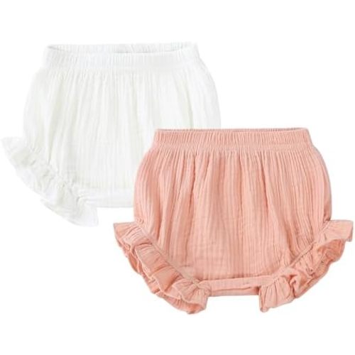 Durio Cotton Baby Bloomers Ruffle Diaper Cover Short for Toddler Girls Boys