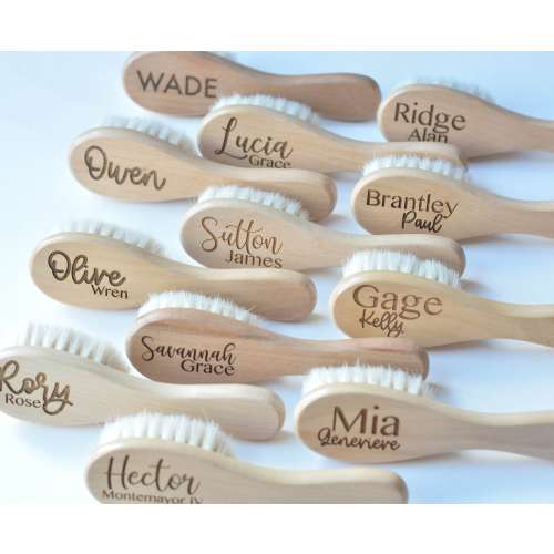 Personalized Baby Hair Brush for Newborn or Baby, Baby Shower Gift, Custom Wooden Brush, Keepsake for Girl or Boy, Eco Baby Gift Bath Beauty