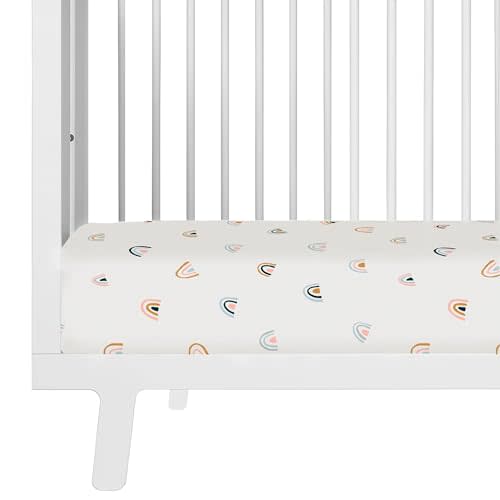 Makemake Organics GOTS Certified Organic Cotton Fitted Crib Sheet Soft Breathable (28"x52", Rainbow)