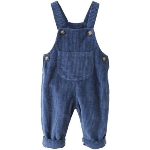 Happy Cherry Infant Baby Boy Girl Corduroy Overalls Romper Adjustable Button Suspender Big Pants Plain Romper Outfit Clothes