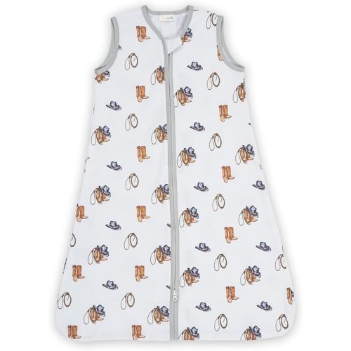 LollyBanks Organic Cotton Baby Sleep Sack, 0.5 TOG, 2-Way Zipper, 12-18 Months, Cowboy Outfit