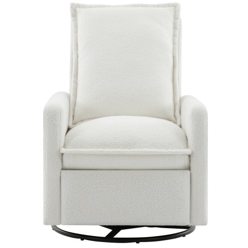 Swivel Rocker Recliner Chair with Teddy Fleece