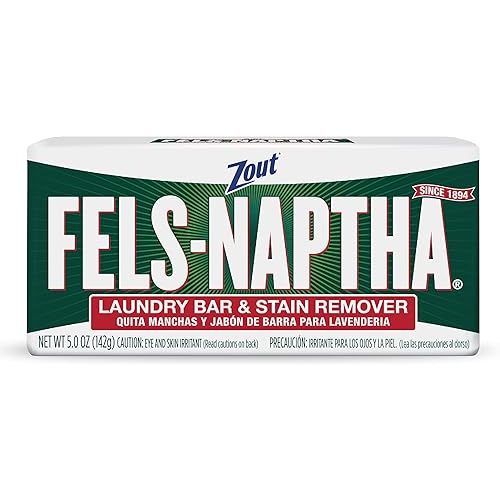 Zout Fels-Naptha Laundry Bar and Stain Remover, Tough Stain Removal, 5 Ounces