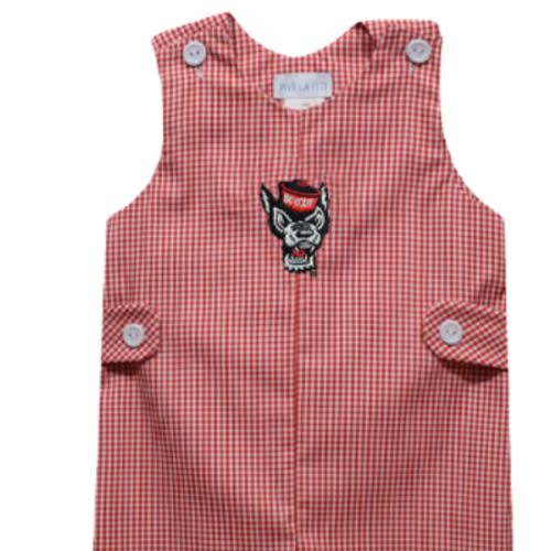 NC State Wolfpack Vive La Fete Gingham Boys Embroidered Wolfhead John – Red and White Shop