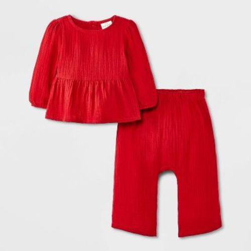 Baby Girls' 2pc Gauze Peplum Shirt and Pants Set - Cat & Jack™