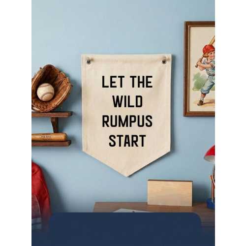 Let the Wild Rumpus Start Canvas Banner, Nursery Wall Decor, Kids Playroom Sign