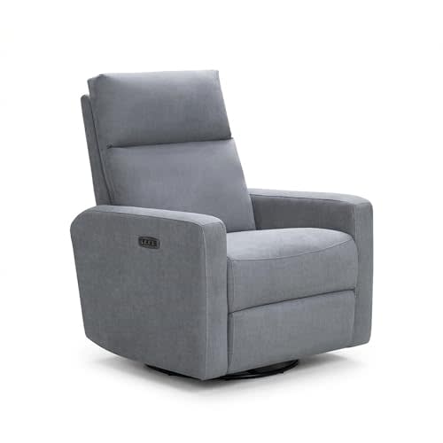 Nurture& The Glider Plus - Premium Nursery Power Recliner | Swivel Chair with Adjustable Head Support and Adjustable Lumbar Support | Built-in USB - The Ultimate Comfort for Nursing, Relaxing (Gray)
