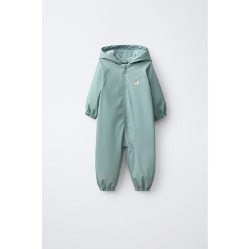 WATER-RESISTANT RUBBERIZED DUCK JUMPSUIT - Blue / Gray | ZARA United States