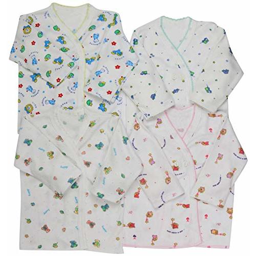 ToBeInStyle Babies' 4 Pack Relaxed Fit Short or Long Sleeve Button Up Kimono Tee Swaddle Shirt