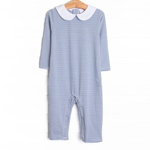 Elliot Romper, Slate Blue Stripe – Stitchy Fish