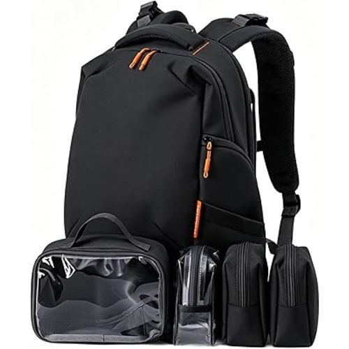 Babelio Grid Wizard Diaper Bag Backpack - Multi Function Waterproof Diaper Bag, Travel Essentials Baby Bag with 4 Individual Organizers, Insulated Bottle Holders, Baby Shower Gifts, Black