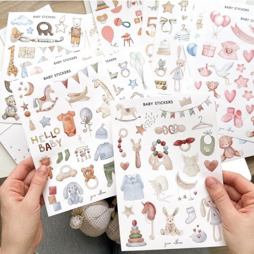 Baby Shower gift - Baby Scrapbook Stickers, Baby Boy sticker sheet,  pregnancy scrapbook sticker babyalbum, baby book sticker newborn