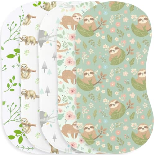 5 Pack Sloth Baby Burp Cloths for Boys Girls, Soft Cotton Large Burp Rags with Cute Sloth & Floral Pattern, Baby Burping Cloths for Newborns Gifts Extra Soft and Absorbent 9.8X19.6 inches