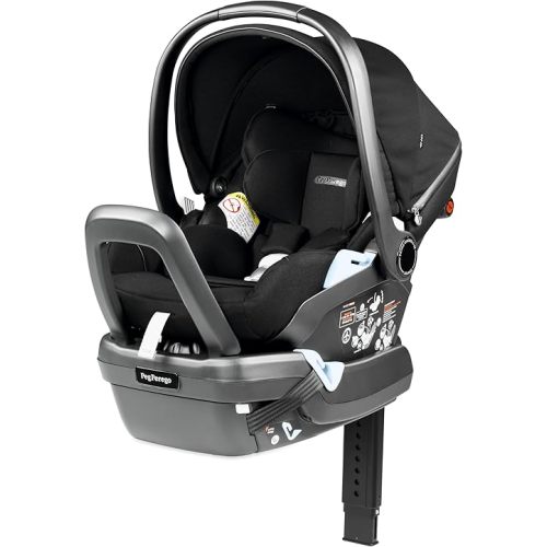 Peg Perego Primo Viaggio 4-35 Lounge - Reclining Rear Facing Infant Car Seat - Includes Base with Load Leg & Anti-Rebound Bar - for Babies 4 to 35 lbs - Made in Italy - True Black (Black)