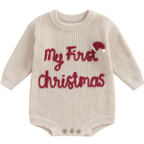 Adobabirl Baby Girl Boy Knitted Sweater Bubble Romper Long Sleeve Jumpsuit Festival Outfit Fall Winter Spring Clothes