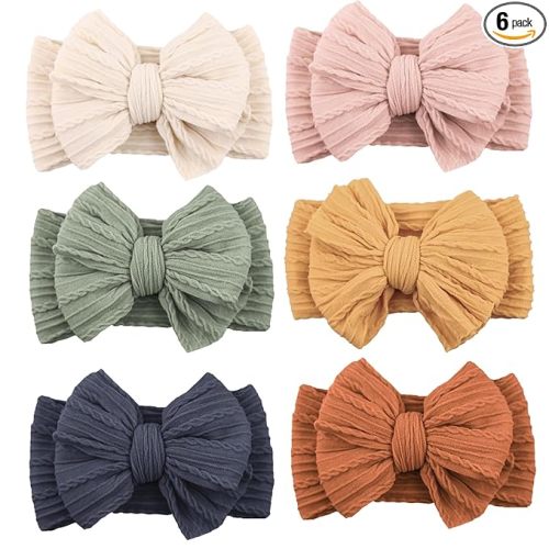 Niceye Handmade Baby Headbands Soft Stretchy Nylon Hair Bands with Bows for Newborn Infant Baby Toddler Girls