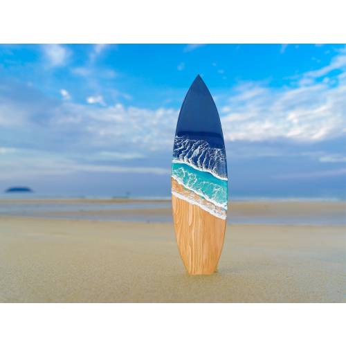Surfboard Wall Resin Art Bar Decor, Wooden Wall Hanging Art, Surfer Gift, Beach House Decor, New Home Gift