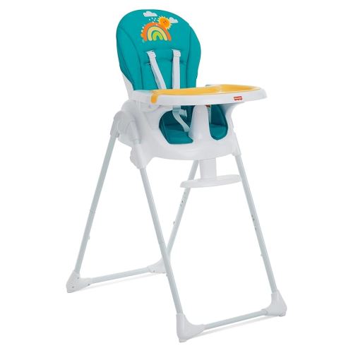 Fisher Price Tiny Bites Baby & Toddler Highchair – Hello Sunshine, One-Click Folding, 7 Adjustable Height Levels, 2 Recline Positions, Removable Dishwasher-Safe Tray, Lightweight, Space-Saving