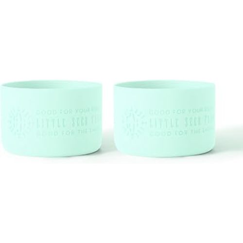 Little Seed Farm Protective Silicone Sleeves for Jars - 2-Pack - Pastel Green
