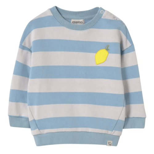 Cozmo - Kelly Stripe Fleece Sweat - Light blue | Smallable