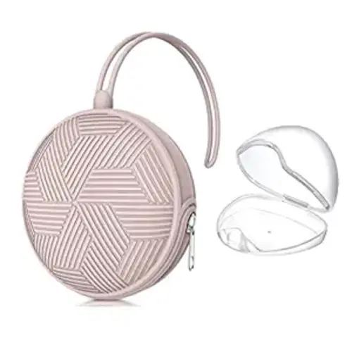 Smlpuame Pacifier Holder Case,BPA Free Portable Pacifier Storage Container,Silicone Baby Pacifier Cover Pouch for Diaper Bag Stroller,Travel Outdoor Activities,Easy to Clean(Pink)