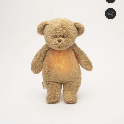 Peluche Sonore en Coton Biologique avec Veilleuse 2.0 - Ourson Cappuccino - Moonie